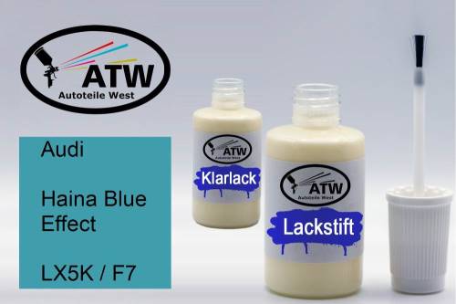 Audi, Haina Blue Effect, LX5K / F7: 20ml Lackstift + 20ml Klarlack - Set, von ATW Autoteile West.